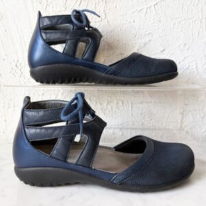 Naot Kata Blue Lace-Up Sandal Women's 39/8.5 Suede Leather Gladiator Closed Toe